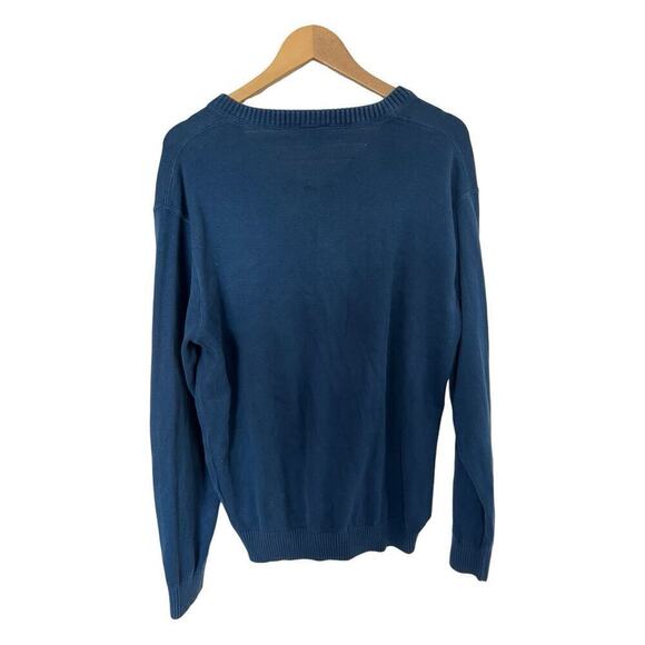 Vintage Lacoste Sweater Mens 5 (Large) Blue V-Neck Logo Jumper 100% Cotton Golf - Picture 4 of 5